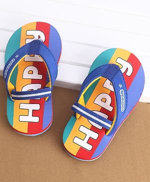 Cute Walk by Babyhug Happy Print Flip Flops - Blue