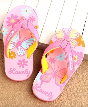 Cute Walk by Babyhug Slip On Butterfly Printed Flip Flop - Pink