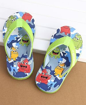 Cute Walk by Babyhug Flip Flops Monster Print - Green