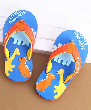Cute Walk by Babyhug Flip Flops Dino Print - Orange