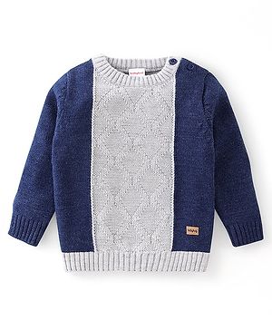 Babyhug Full Sleeves Cable Knit Pullover - Multicolour Babyhug Full Sleeves Cable Knit Pullover - Multicolour