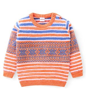 Babyhug  Knit Full Sleeves Stripes Pullover -  Multicolour
