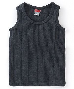 Babyhug Cotton Pull Over Sleeveless Solid Thermal Vest- Dark Grey