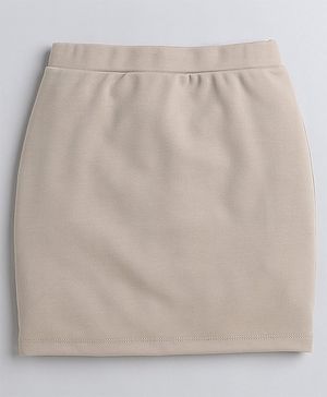 Aww Hunnie Pencil Skirt With Back Slit - Cream