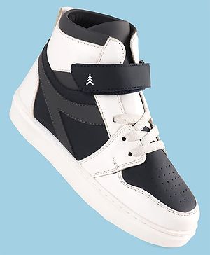 Pine Kids Velcro Closure Sneakers Shoes - White & Navy Blue