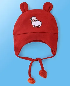 Babyoye 100% Cotton With Eco Jiva Finish Sheep Print Tie Knot Cap - Diameter 16 cm