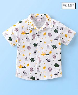 Babyhug 100% Cotton Half Sleeves Shirt Lion & Zebra Print- Off White
