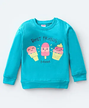 Tango Cotton Looper Knit Full Sleeves Top Ice Cream Print - Blue