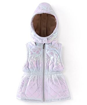 Babyhug Sleeveless Holographic Hoodie - White