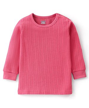 Babyhug Cotton Full Sleeves Solid Thermal Vest- Pink