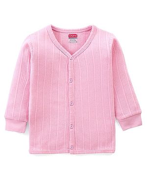 Babyhug Cotton Full Sleeves Thermal Vest Solid Colour - Pink