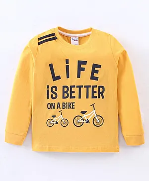 Taeko Single Jersey Full Sleeves T-Shirt Cycle Printed - Golden