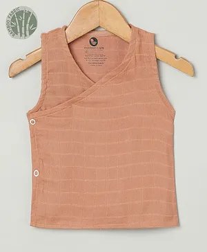 Cocoon Care Soft Bamboo Sleeveless Solid Muslin Jhabla - Burnt Orange