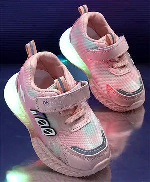 KIDLINGSS Numbers Patch Velcro Closure LED  Shoes - Pink