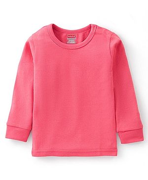 Babyhug Cotton Full Sleeves Solid Thermal Vest- Coral