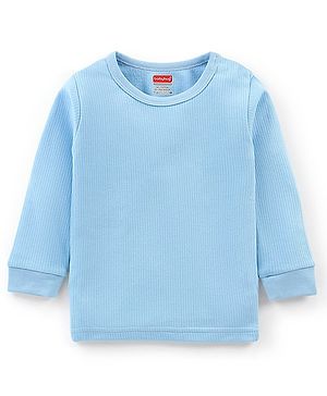 Babyhug Cotton Full Sleeves Solid Thermal Vest- Blue