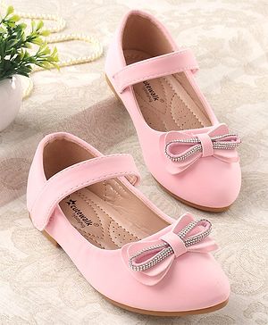 Cute Walk by Babyhug Studded & Bow Applique Bellies with Velcro Closure - Pink