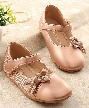 Cute Walk by Babyhug Studded Bellies with Bow Applique & Velcro Closure - Rose Gold