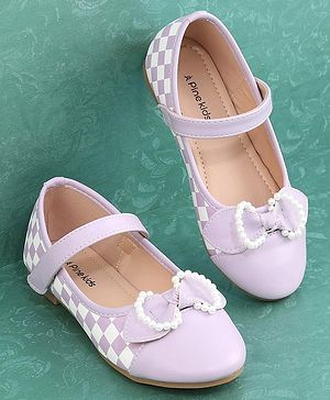 Pine Kids Bellies with Bow Applique & Velcro Closure - Purple