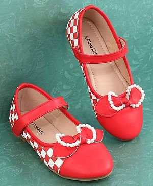 Pine Kids Bellies with Bow Applique & Velcro Closure - Red