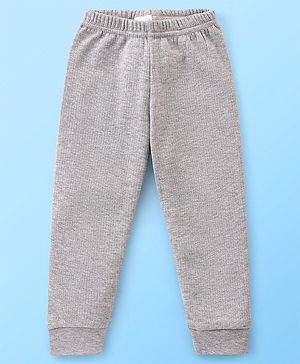 Babyhug Cotton Full Length Thermal Leggings Solid- Light Grey