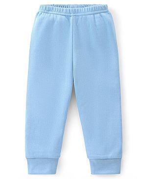 Babyhug Cotton Full Length Thermal Leggings Solid- Blue