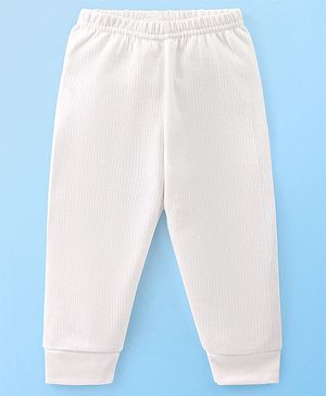 Babyhug Cotton Full Length Thermal Leggings Solid- Off White