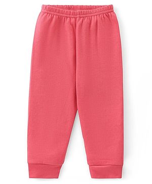Babyhug Cotton Full Length Thermal Leggings Solid- Pink