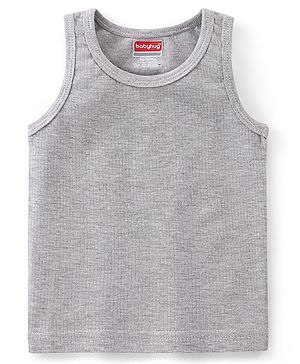Babyhug Cotton Pull Over Sleeveless Solid Thermal Vest- Light Grey