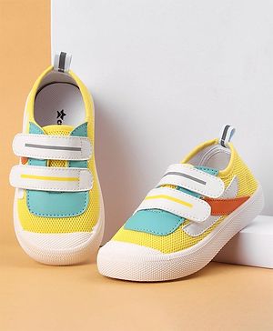 Cute Walk by Babyhug Double Velcro Closure Color Block Print Casual Shoes - Yellow
