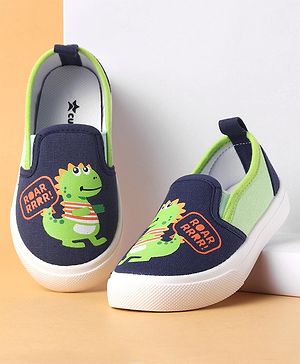 Cute Walk by Babyhug Slip On Casual Shoes Dino Print - Navy Blue & Green