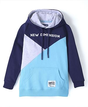 Pine Kids Full Sleeve Hooded Biowashed Sweatshirt Text Print - Aqua