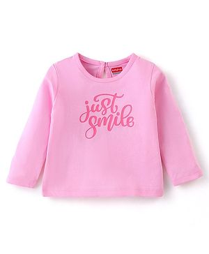 Babyhug 100% Cotton Knit Full Sleeves Top with Graphics - Pink