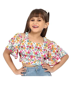 Nauti Nati Off Shoulder Sleeves Floral Printed Layered - Multi Colour