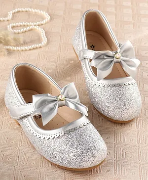 Cute Walk by Babyhug Velcro Closure Ballerina With Bow Applique - Silver