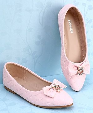 Pine Kids Slip On Bellies With Bow Applique - Pink