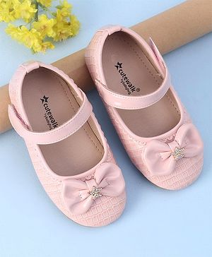 Cute Walk by Babyhug Velcro Closure Bellies with Bow Applique - Pink