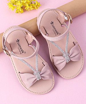 Cute Walk by Babyhug Buckle Closure Sandal with Bow & Stud Detailing - Pink