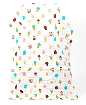 Moms Home Baby Organic Cotton Muslin Bath Towel Printed - Multicolor