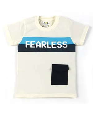 Forever Kids Half Sleeves Graphic Fearless Printed Tee - Cream