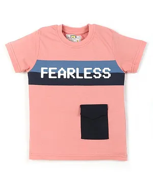 Forever Kids Half Sleeves Graphic Fearless Printed Tee - Light Pink