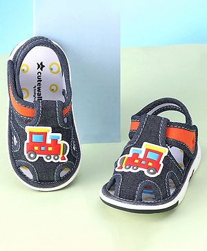 Cute Walk by Babyhug Velcro Closure casual Sandals with Engine Applique - Blue