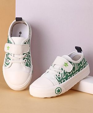 Cute Walk by Babyhug Text Printed Casual Shoes with Velcro Closure - Green
