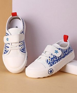 Cute Walk by Babyhug Text Printed Casual Shoes with Velcro Closure - Blue