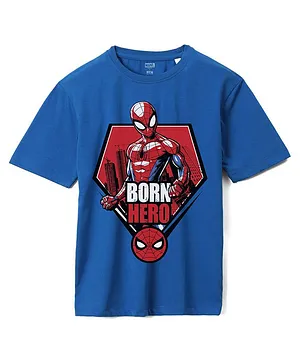 Wear Your Mind Marvel Spider Man  Featuring Half Sleeves Printed Oversized Tee - Royal Blue