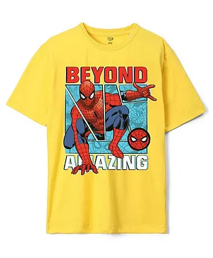 Wear Your Mind Marvel Spider Man  Featuring Half Sleeves Oversized  Printed Tee - Yellow