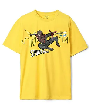 Wear Your Mind Marvel Spider Man  Featuring Half Sleeves Oversized  Printed Tee - Yellow