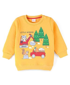 Babyhug Brushed Fleece Full Sleeves Sweatshirt with Chipmunks Graphics Print - Yellow