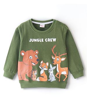 Babyhug Cotton Full Sleeves Sweatshirt with Graphics Print - Green
