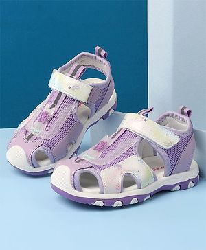 Cute Walk by Babyhug Sandals Velcro Closure with Butterfly Applique - Purple